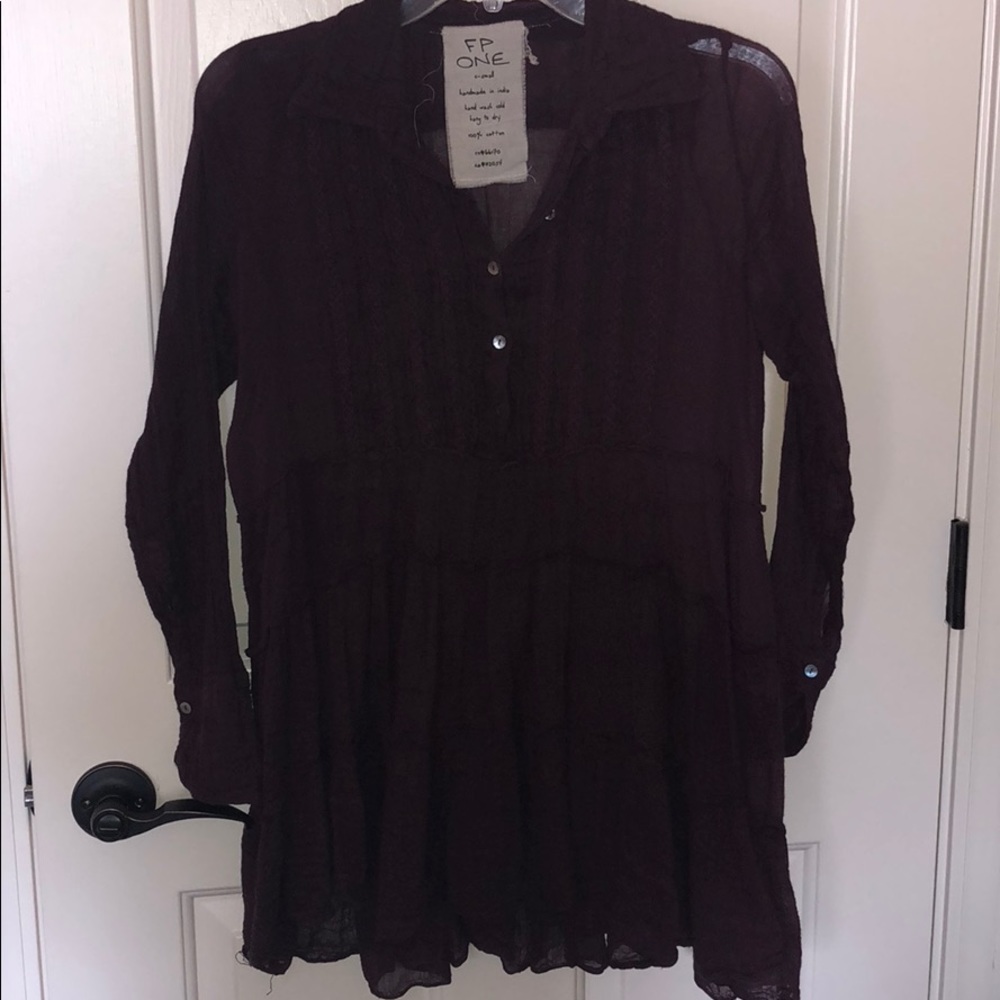 Free People embroidered tunic top size XS